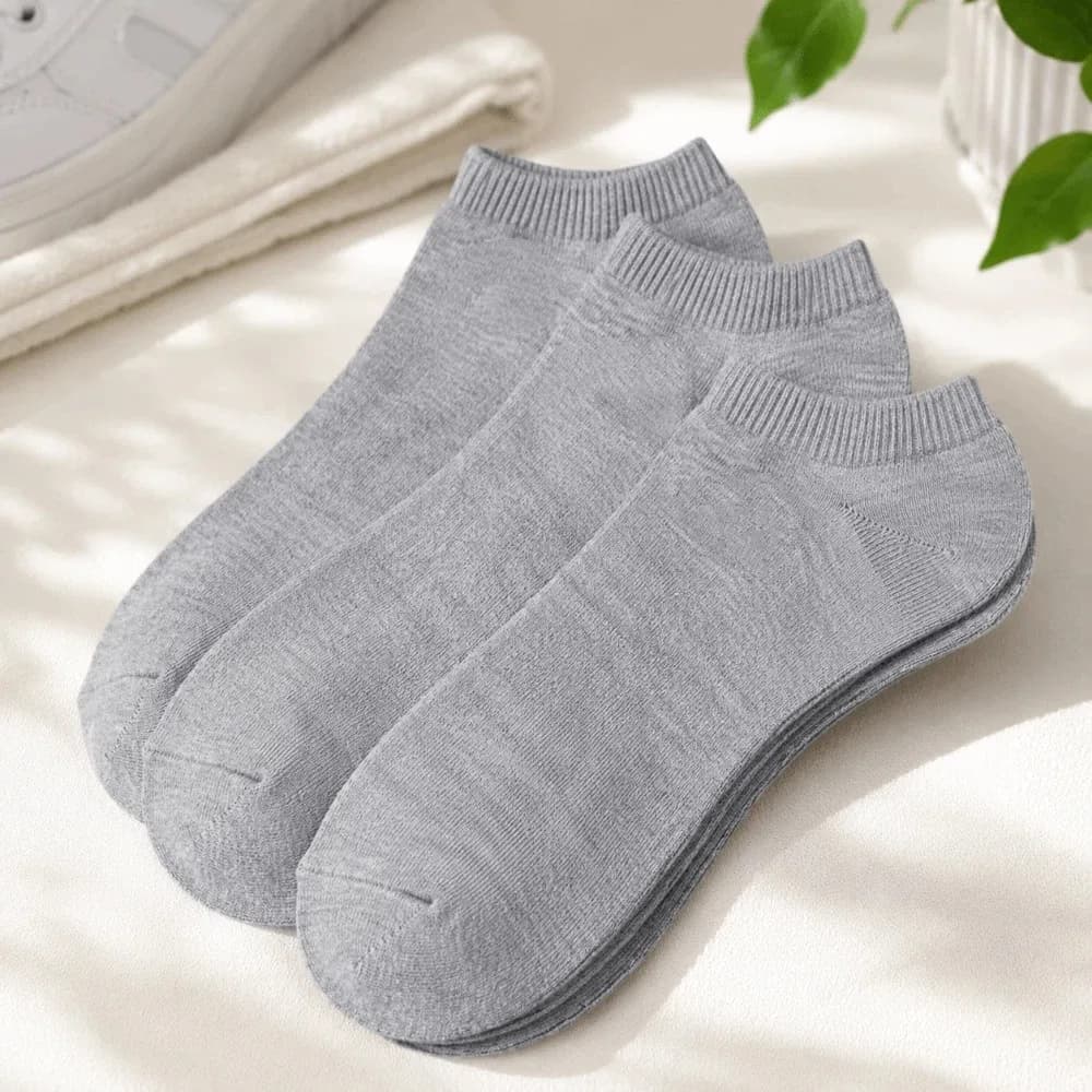 3Pairs Moisture Absorbing Solid Color Invisible Socks Thin Low Cut Men's Short Socks Breathable Unisex Sports Socks Hiking