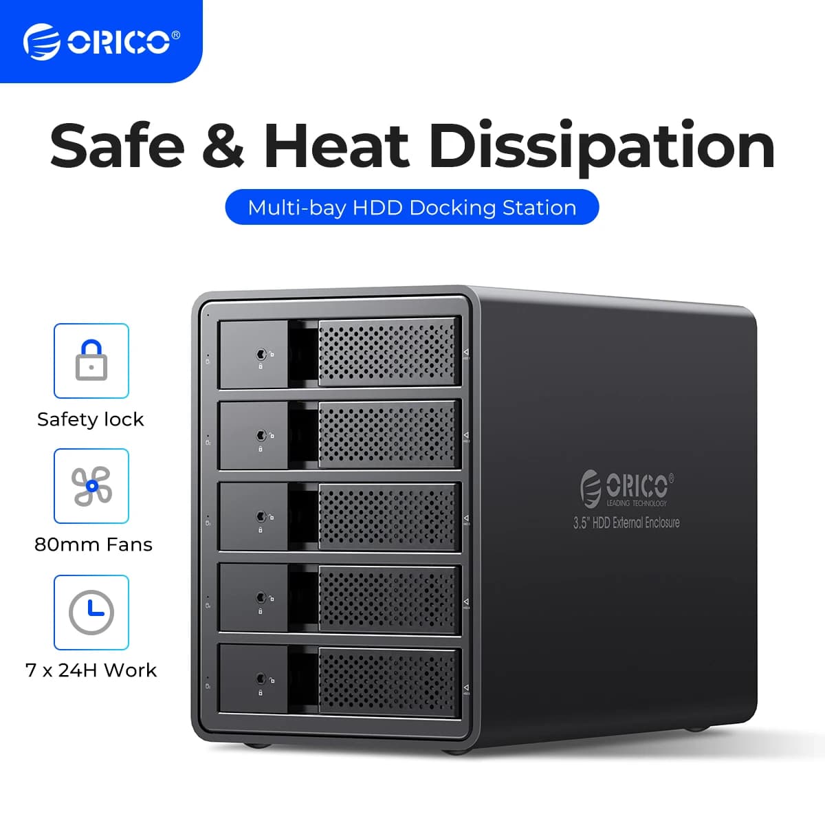 ORICO Serie 95 Multi Bay 3.5 ''SATA a USB3 HDD Docking Station Custodia HDD Custodia HDD in alluminio per Altcoins Mining