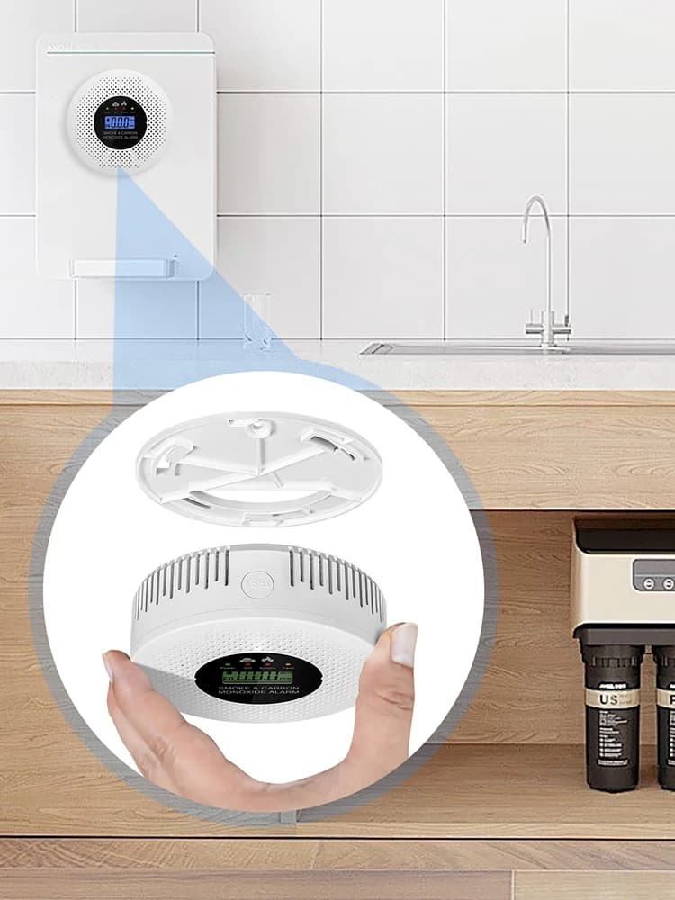 Allarme Fumo e CO con Display LCD 2 in 1, Rilevatore di Fumo Alimentato a Batteria per Casa, Corridoi e Camere da Letto