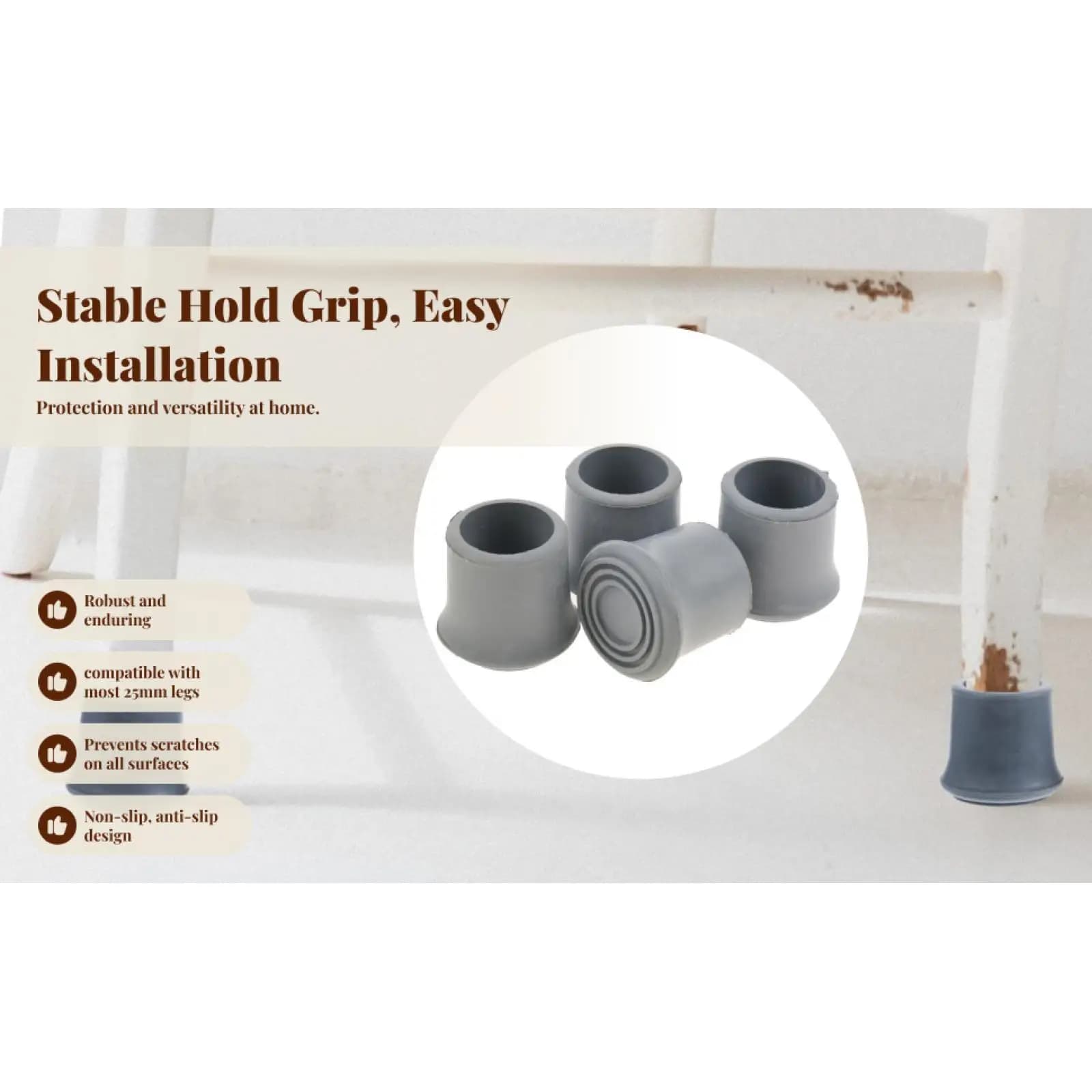 Anti-slip foot cover with 16-piece rubber trek rod tip 25 mm