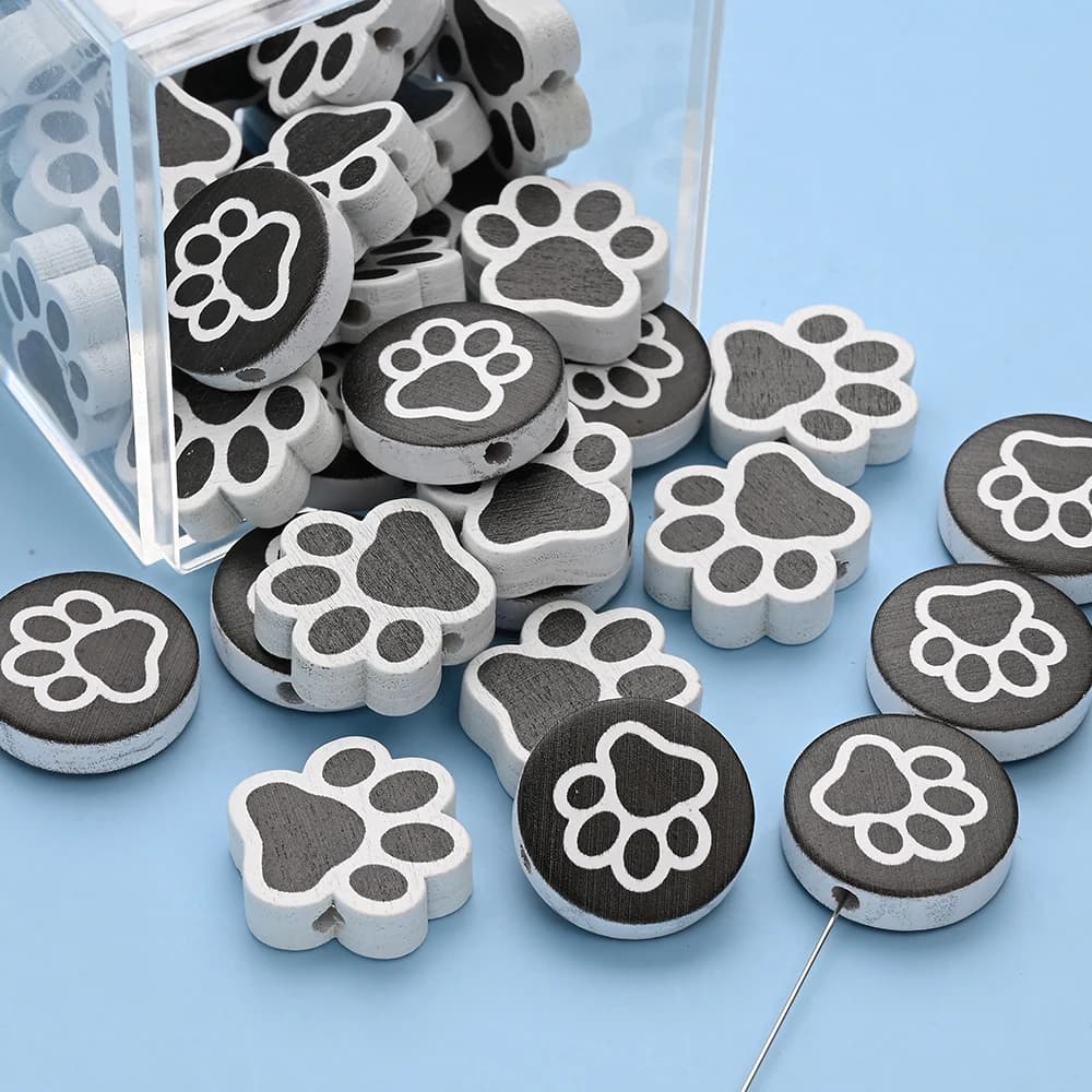 20Pcs Wooden Flat Bead Claw Shaped Round Focus Teether Bead For DIY Baby Pacifier Chain Necklace Bracelet Accessories BPA Free