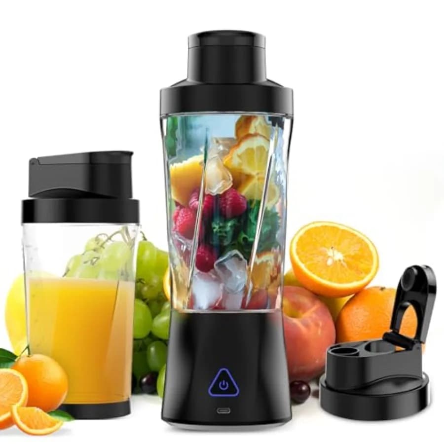 Frullatore Portatile 360W per Frullati e Smoothie, 24 Oz, Senza BPA, con Coperchio e 6 Lame Autolucidanti, Ideale per Viaggi