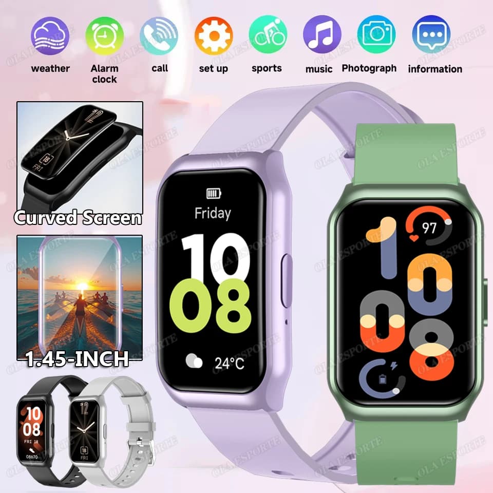 New Curved Screen Smart Watch 2025 for Healthy Watch Blood Oxygen Heart Rate/Pression Sleep Monitor Sport Waterproof Smartwatch