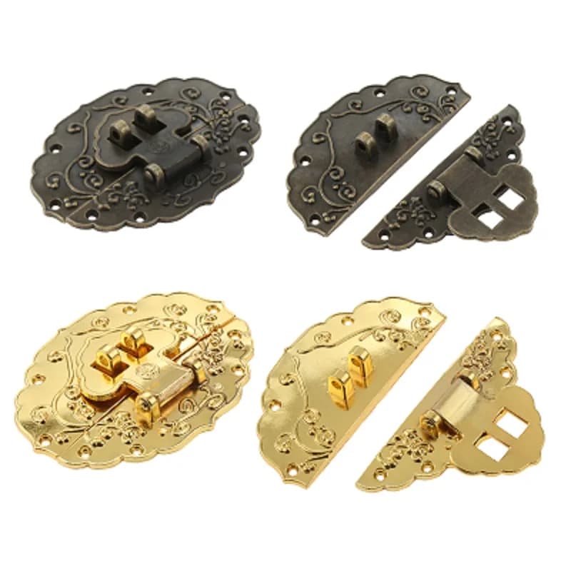 1PC Scatola Ovale Chiusura a scatto Antico Decorativo Hasp Chiusura con Viti per Gioielli Regalo Scatola di Vino Cassetta degli Attrezzi Valigia Mobili Da Cucina