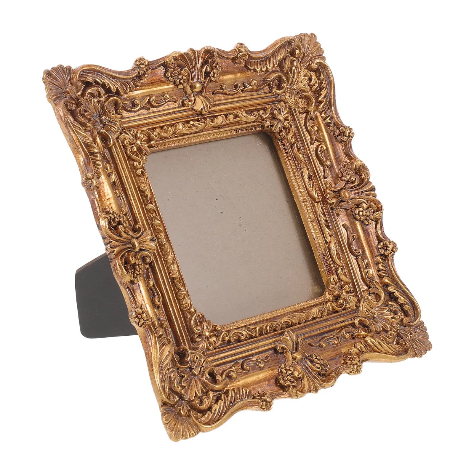 Vintage Resin Picture Frame Baroque Ornate Gold Frame Home Wall Tabletop Display Photo Ornament Fits 10x10cm European