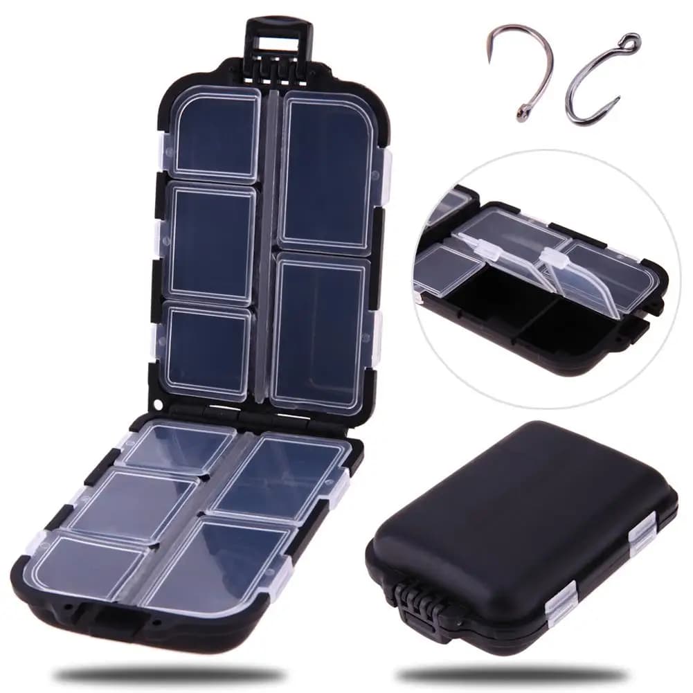 3Pcs Fishing Tackle Box 10 Compartment Spoon Hook Bait Storage Case Mini Gear Pesca