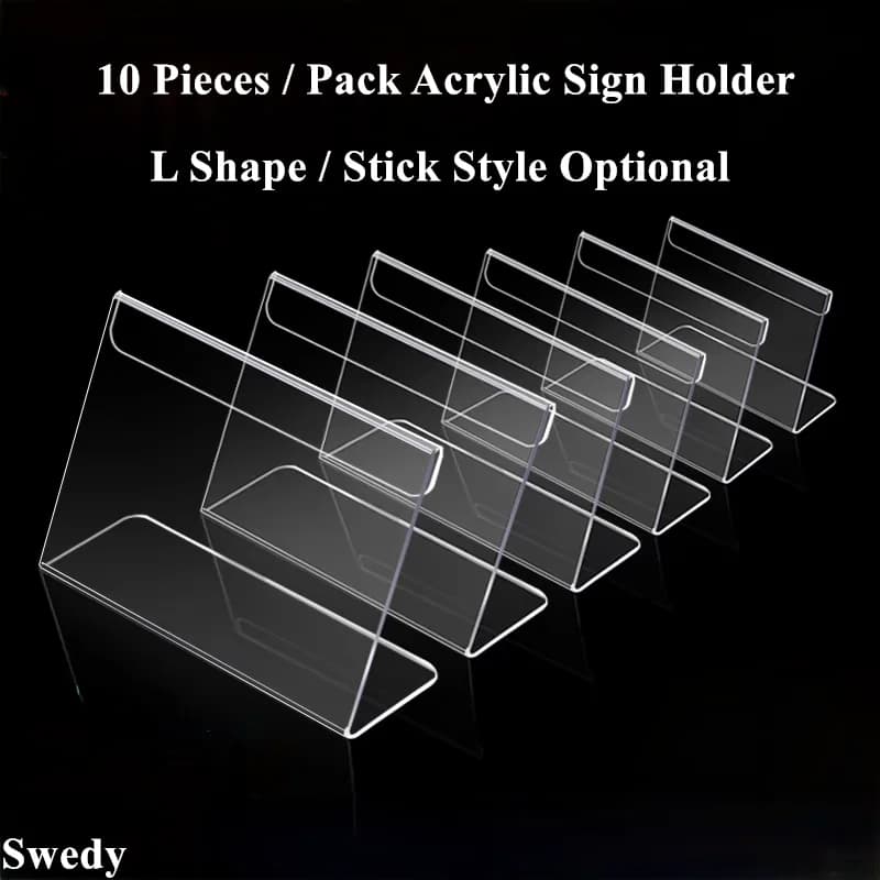 10 pezzi 120x80mm acrilico trasparente porta cartello espositore menu da tavolo porta carta etichetta prezzo in plastica etichette per carte