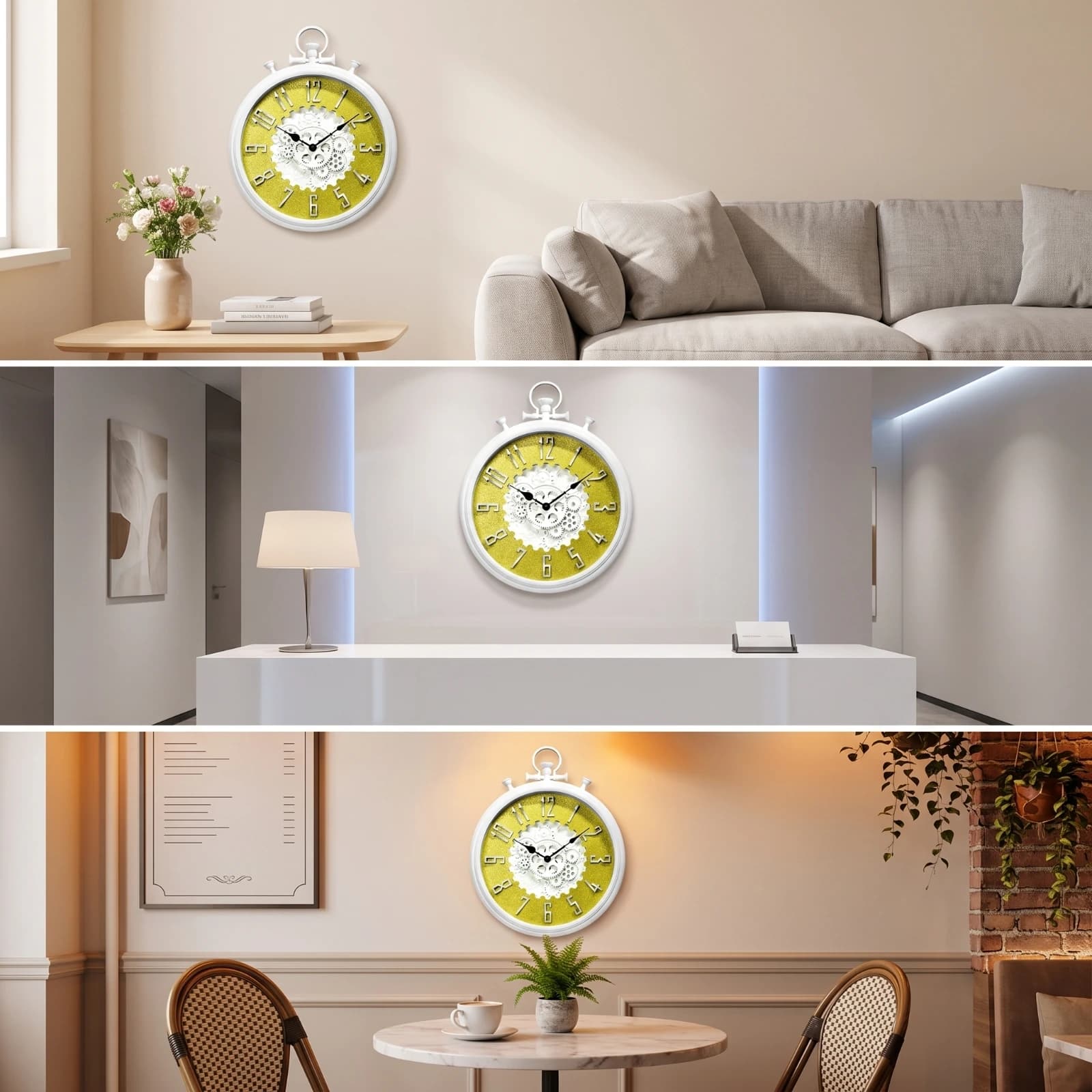 Gear Wall Clock Retro Industrial Wall Clock Vintage Steampunk for Living Room, Office