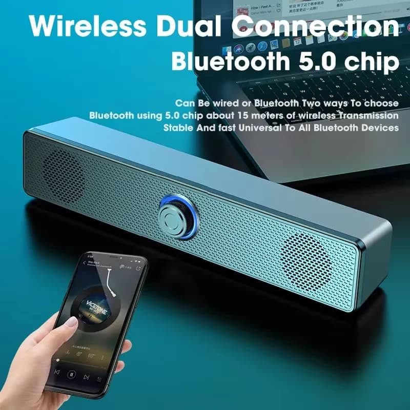 4D Bluetooth Computer Speaker Bar Stereo Sound Subwoofer Loudspeaker With Mic For Macbook Laptop Notebook PC Music Player