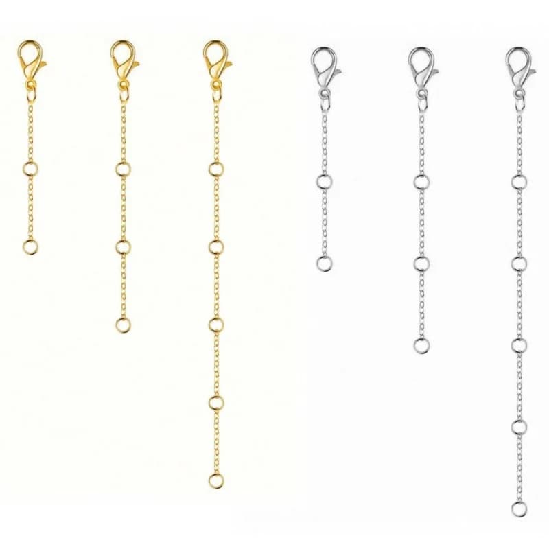 Set da 3 Pezzi: Catena di Prolunga in Acciaio Inossidabile Placcato Sottovuoto con Chiusura a Moschettone, Materiali per Accessori Fai-da-te per Bracciali e Collane
