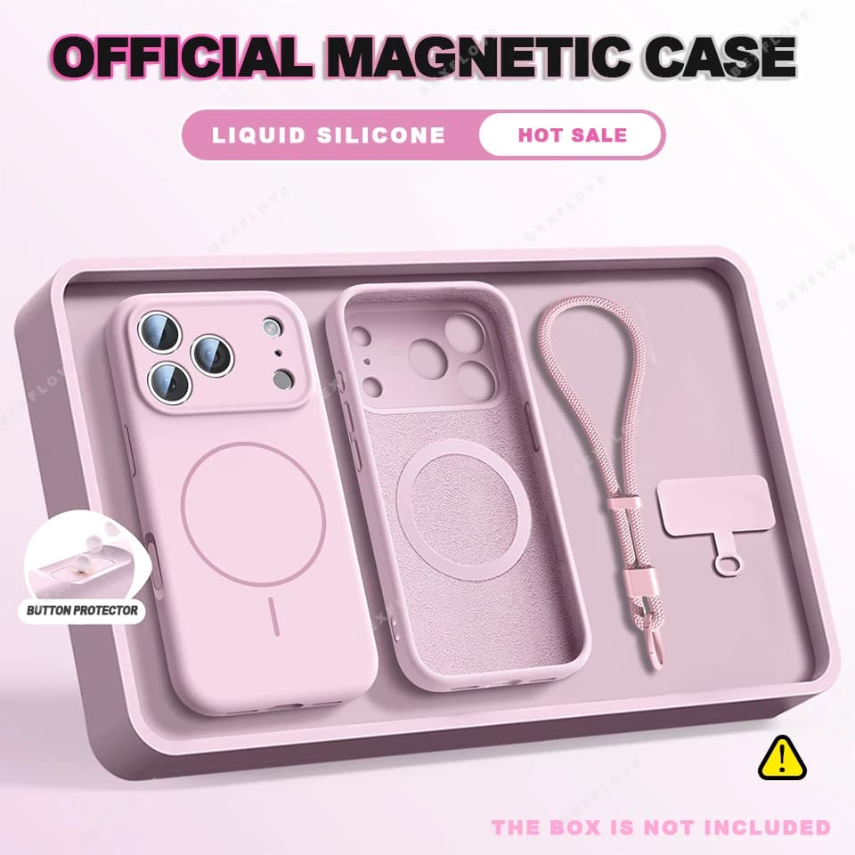 Custodia per telefono in silicone liquido con cinturino da polso magnetico per iPhone 11 12 13 16 17 Pro Max Air 15 14 16 Plus 16E Magsafe Lanyard Cover