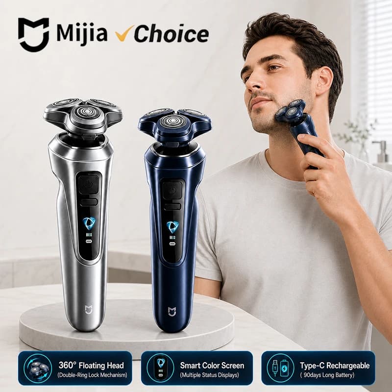 Mijia Electric Shaver Pro 360° Floating Head Dual Ring Lock Smart Color Screen IPX8 Wet & Dry USB-C Rechargeable Razor