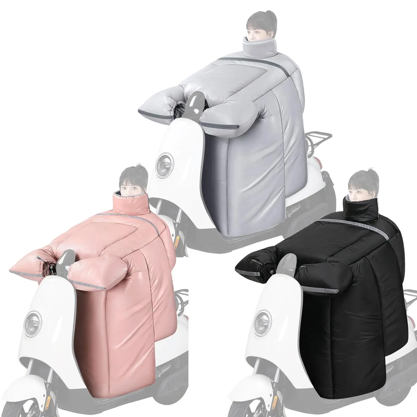 Copri grembiule per scooter Copripiumino da equitazione impermeabile Fodera in peluche Copri gamba antivento per moto con guanti per scooter invernale da donna