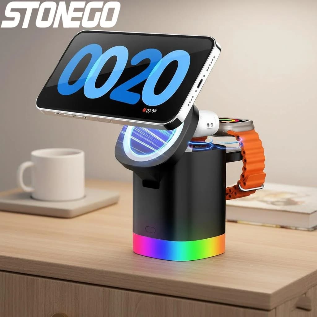 Wireless Charger 3 in 1 Quick Magnetic Charging Compatible with iPhone 16 15 14 13 12 Pro Max Mini Devices Apple