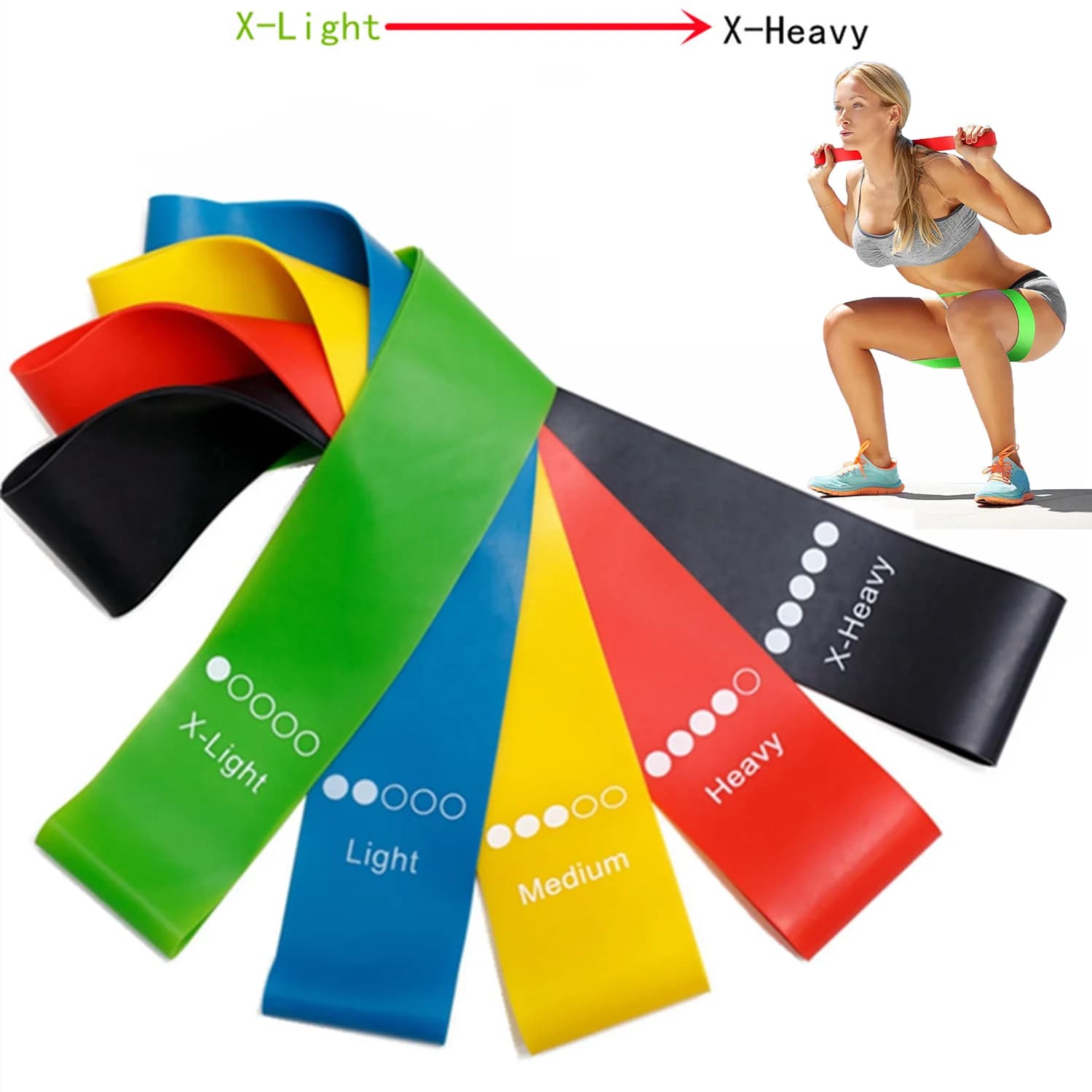Different Resistance Faxes for Yoga, Fitness, Training, Elastic Anca Tension, Squat, Dance, Stretching Band