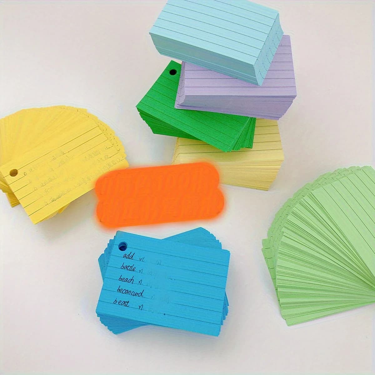 Schede indice colorate rivestite da 1000 fogli – Flashcard a righe per studi di studio, apprendimento e appunti scolastici – Schede per appunti in carta