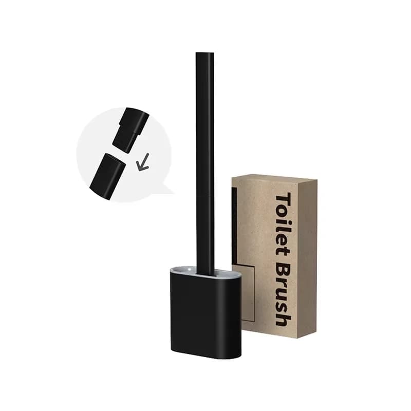 Set di scopini per WC con finitura superficiale in acciaio inossidabile in stile moderno, manico rimovibile, porta scopino flessibile per uso in bagno e hotel