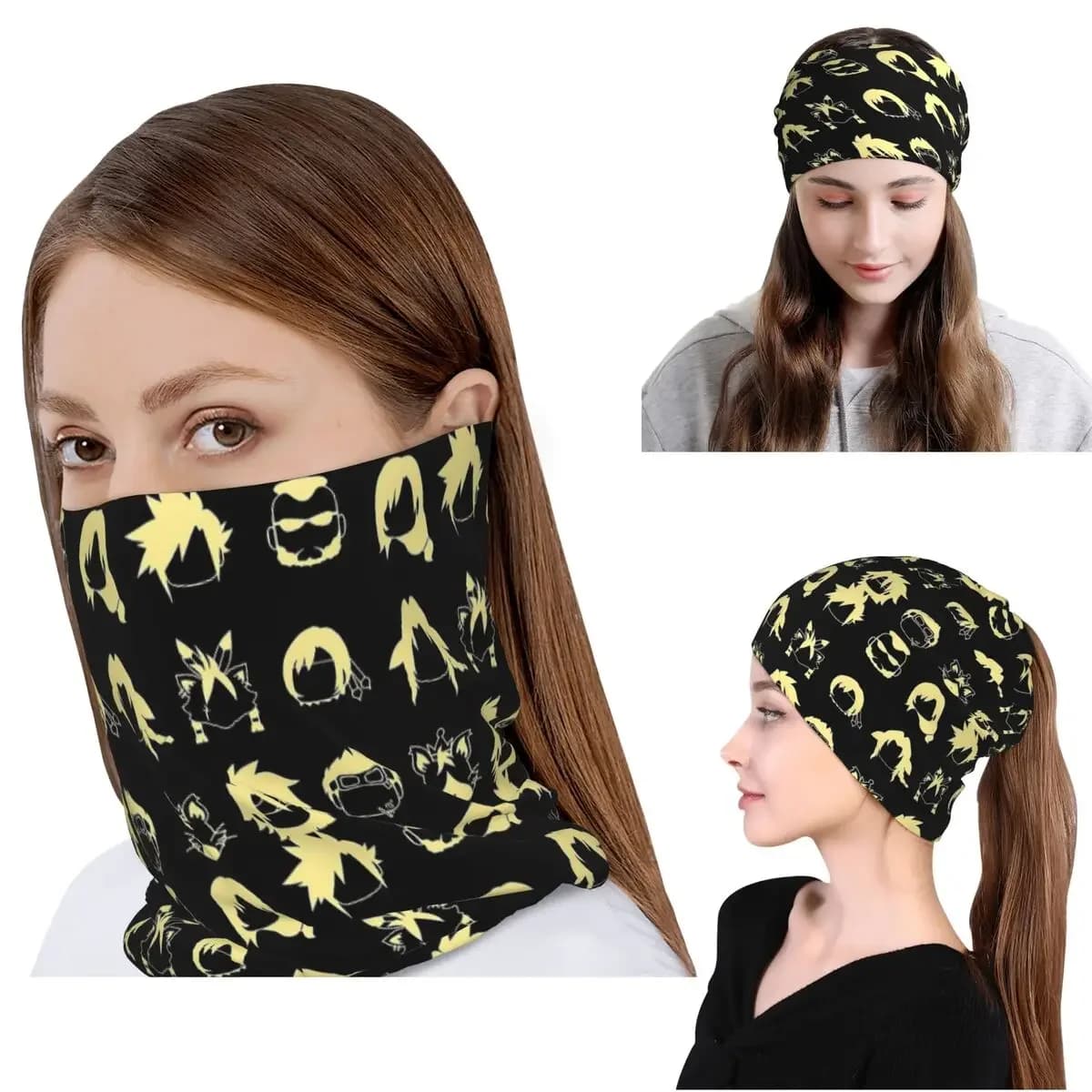 Final Fantasy 7 Whole Party Icons Character Bandana Neck Cover Magic Scarf Multifunction Headband Beanies Hat Unisex Adult