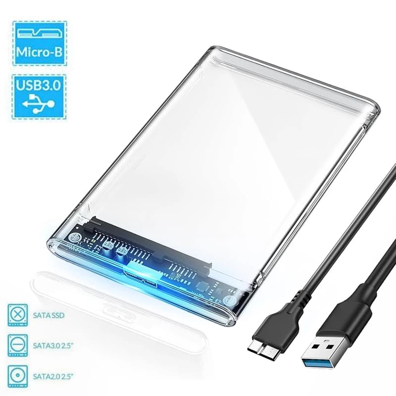 Custodia per disco rigido esterno USB 3.0 SATA da 2,5 pollici a USB 3.0 Custodia per disco rigido portatile trasparente HDD da 4 TB Scatola per disco rigido senza attrezzi