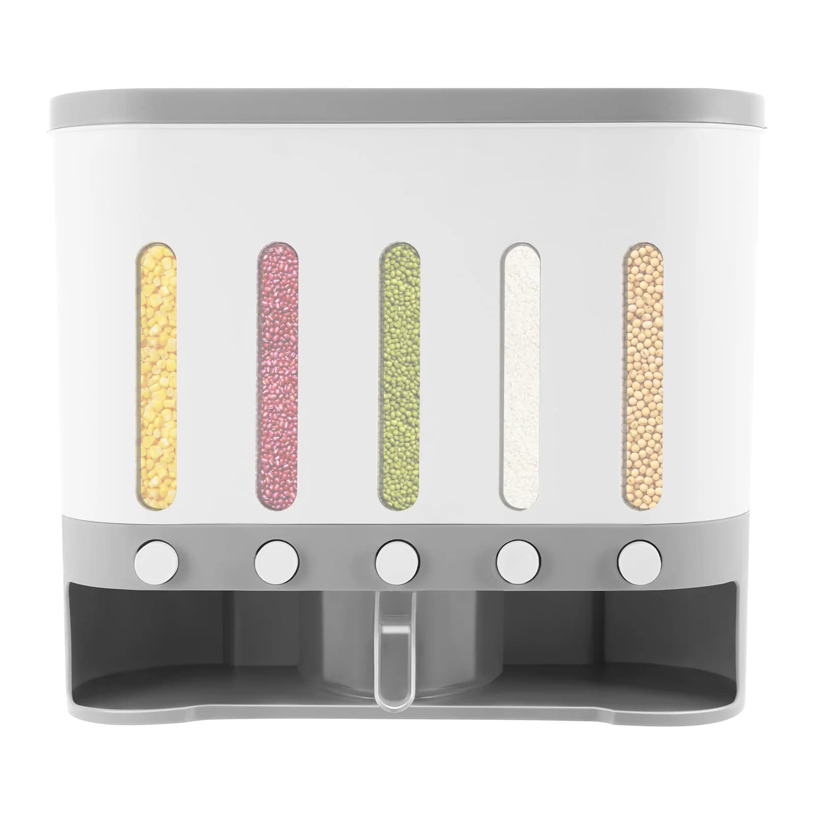 5 Grid Dry Food Dispenser Container for the preservation of table cereals wall for domestic kitchen