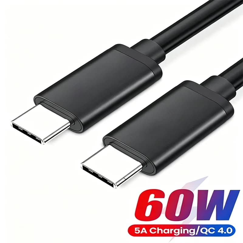 Cavo USB Type-C a Type-C da 60W 5A, cavo di ricarica rapida USB-C PD per Macbook, Samsung, Xiaomi, cavo dati USB C Type-C.