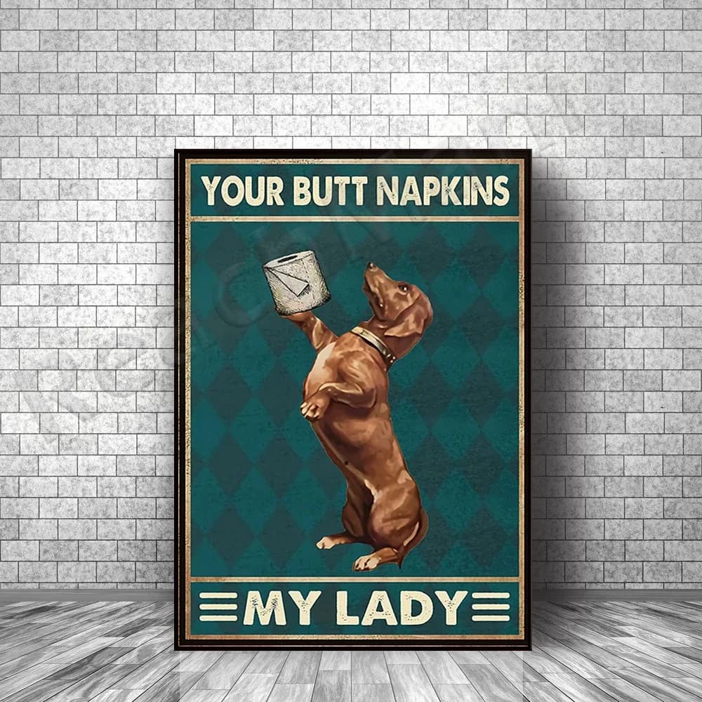 Poster verticale dei tuoi tovaglioli di testa, poster da bagno, stampa bassotto, regalo per gli amanti dei cani, cartelli per la casa