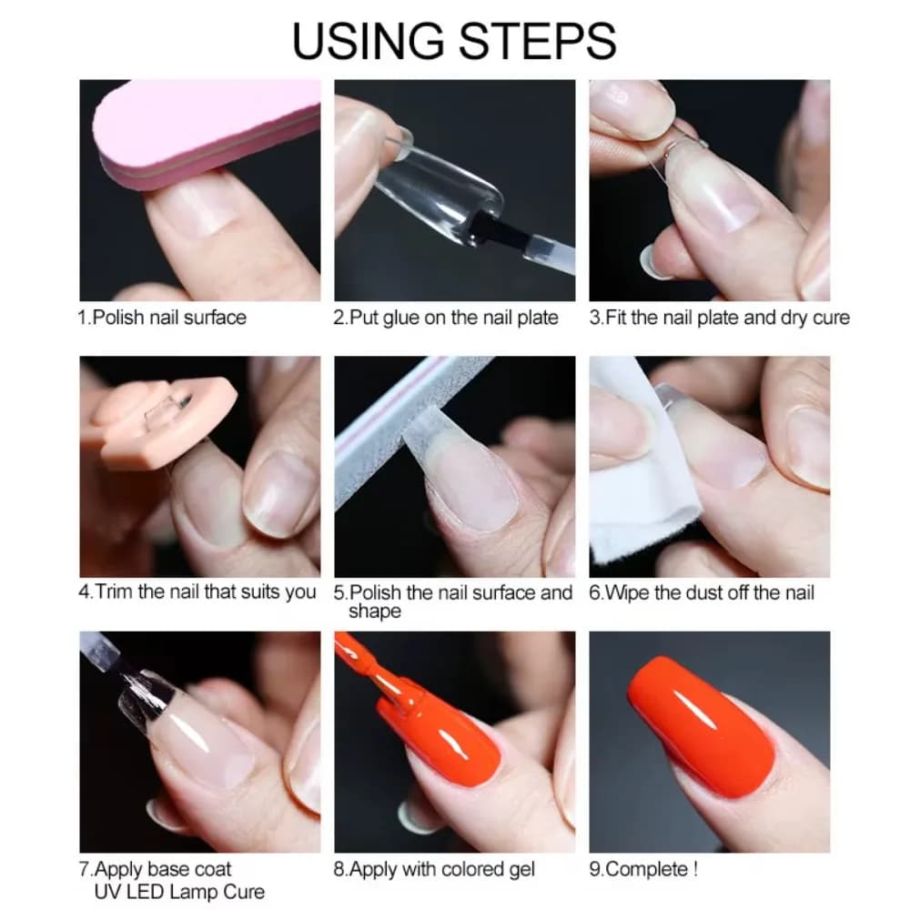 550PCS Oval Shape French Nail Dual Forms Square Shape Coffin Shape Acrylic Nail Art Mold Almond Shape T-shaped Nails