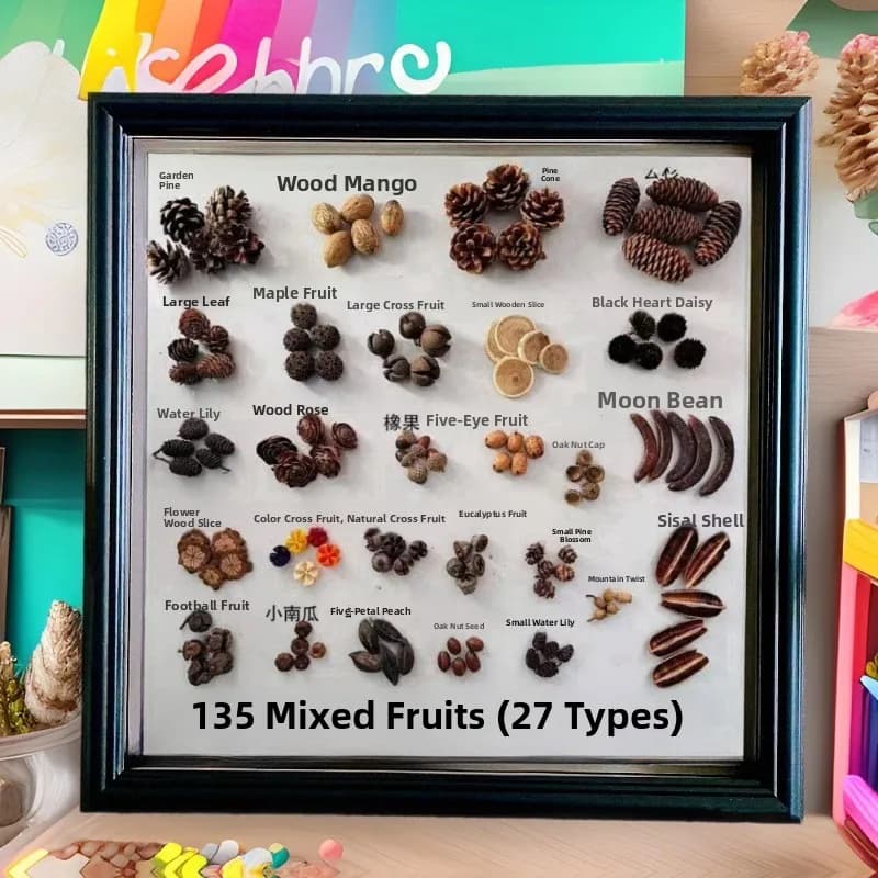 Wooden Hollow out Glass Photo Frame Insect Plant Dried Fruit Specimen Display Artwork Frame Home Decor Square Shape