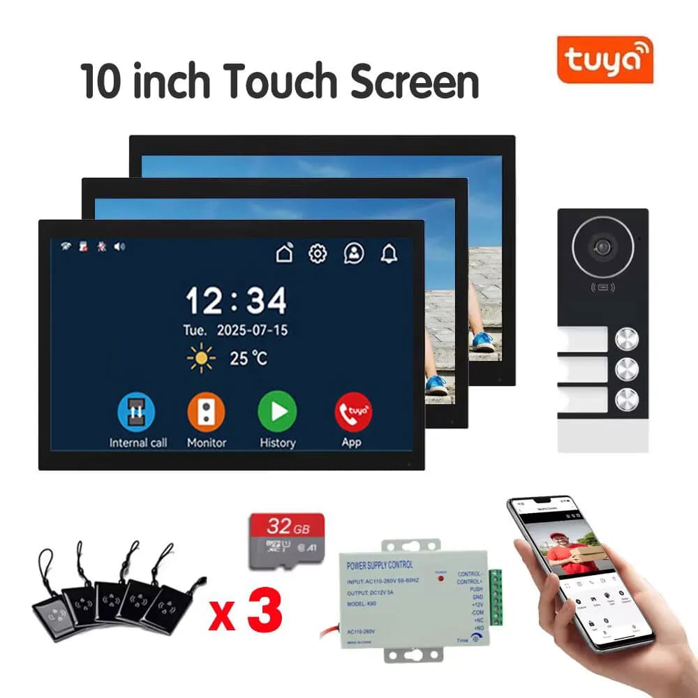 Videocitofono WiFi 10 Pollici 1080P per 3/4 Appartamenti
