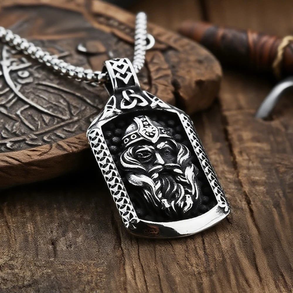 Collana con ciondolo guerriero vichingo di Odin per uomo in acciaio inossidabile mitologia norrena gioielli con nodo celtico regalo in stile vintage con catena