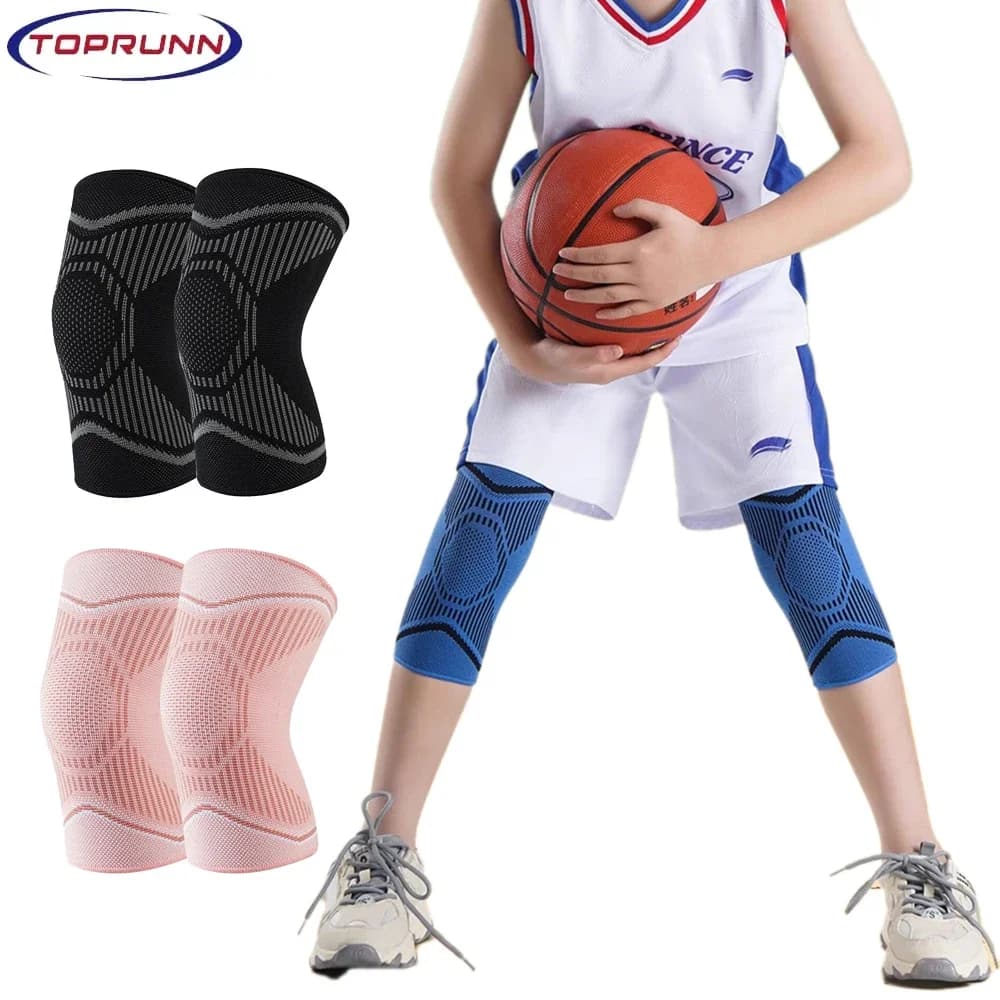 1Pair Kids Knee Brace Sleeve, Youth Knee Compression Sleeve Children Knee Support Boys & Girls for Basketball Volleyball Sports