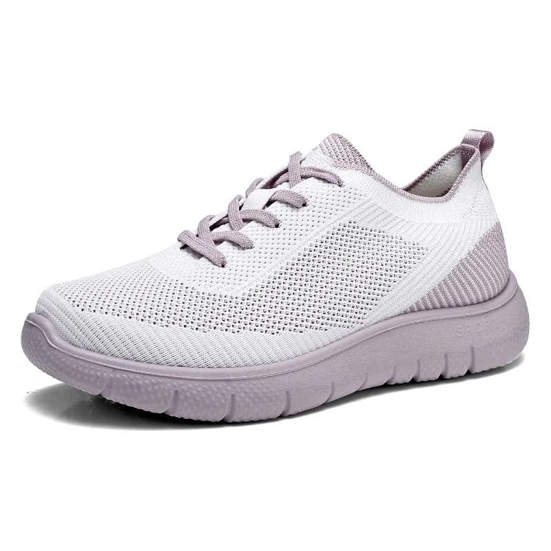 Women Breathable Flying‑knit Sneakers Lightweight Soft Sole Lace‑up Mesh Walking Casual Sport Shoes