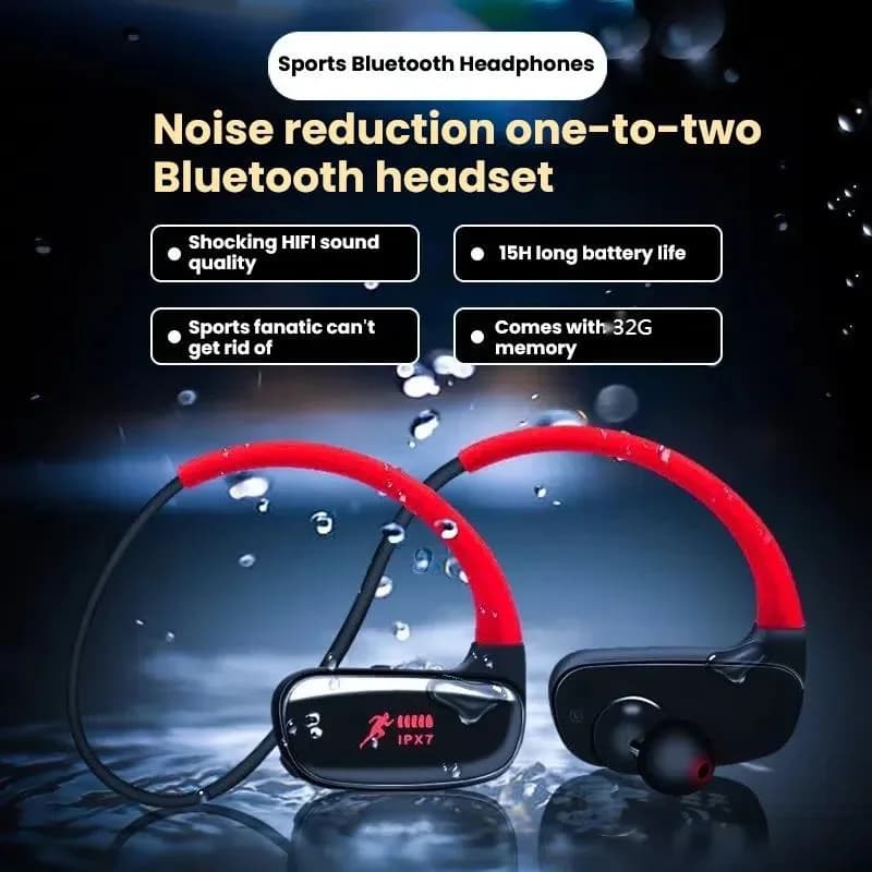Auricolari Bluetooth professionali per nuoto IPX7 impermeabili con archiviazione da 32 GB Lettore musicale MP3 Cuffia sportiva con suono HD subacqueo