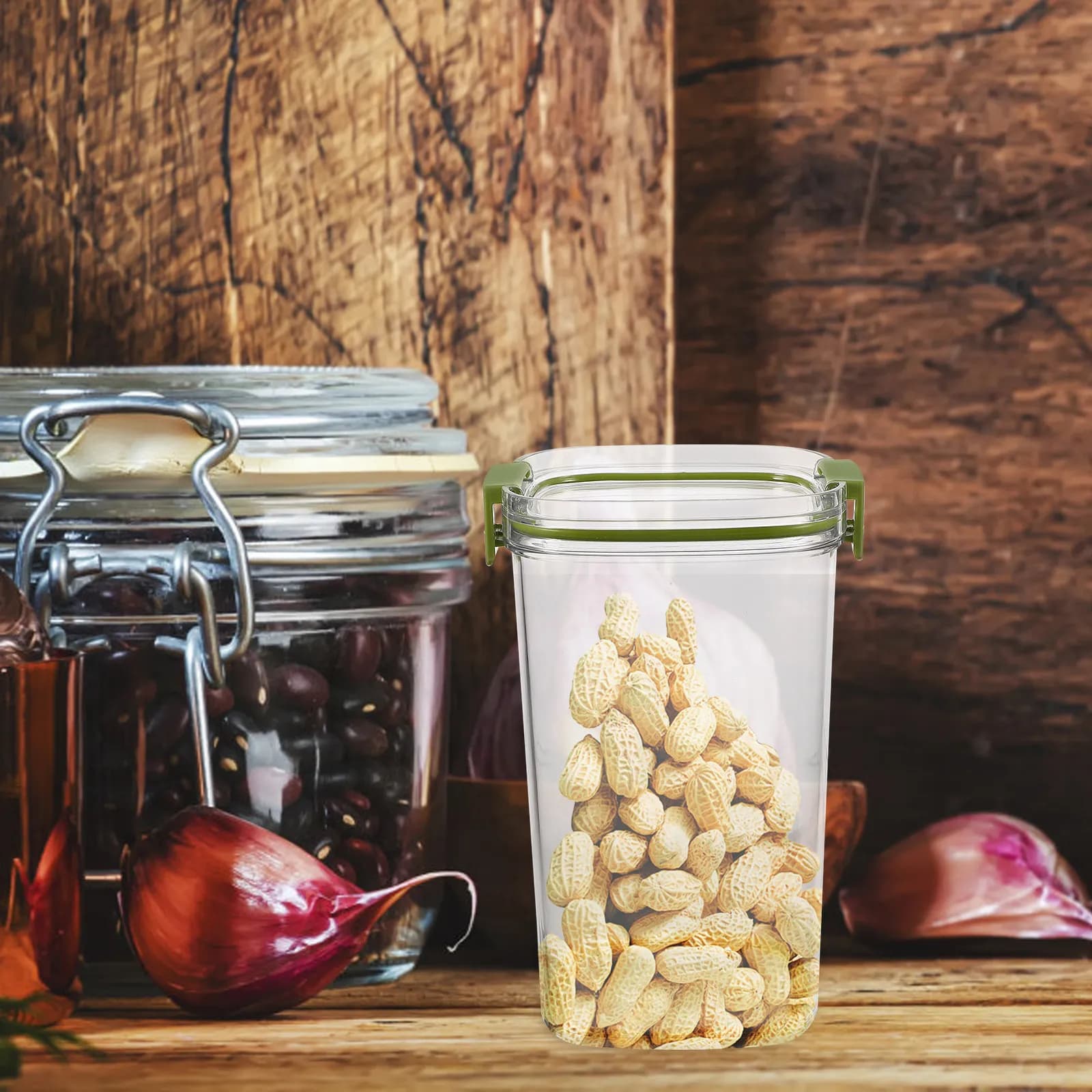 Premium Transparent Airtight Food Storage Canister for Dry Food Tea Coffee Beans Cereal Flour Sugar Kitchen Cereal Container