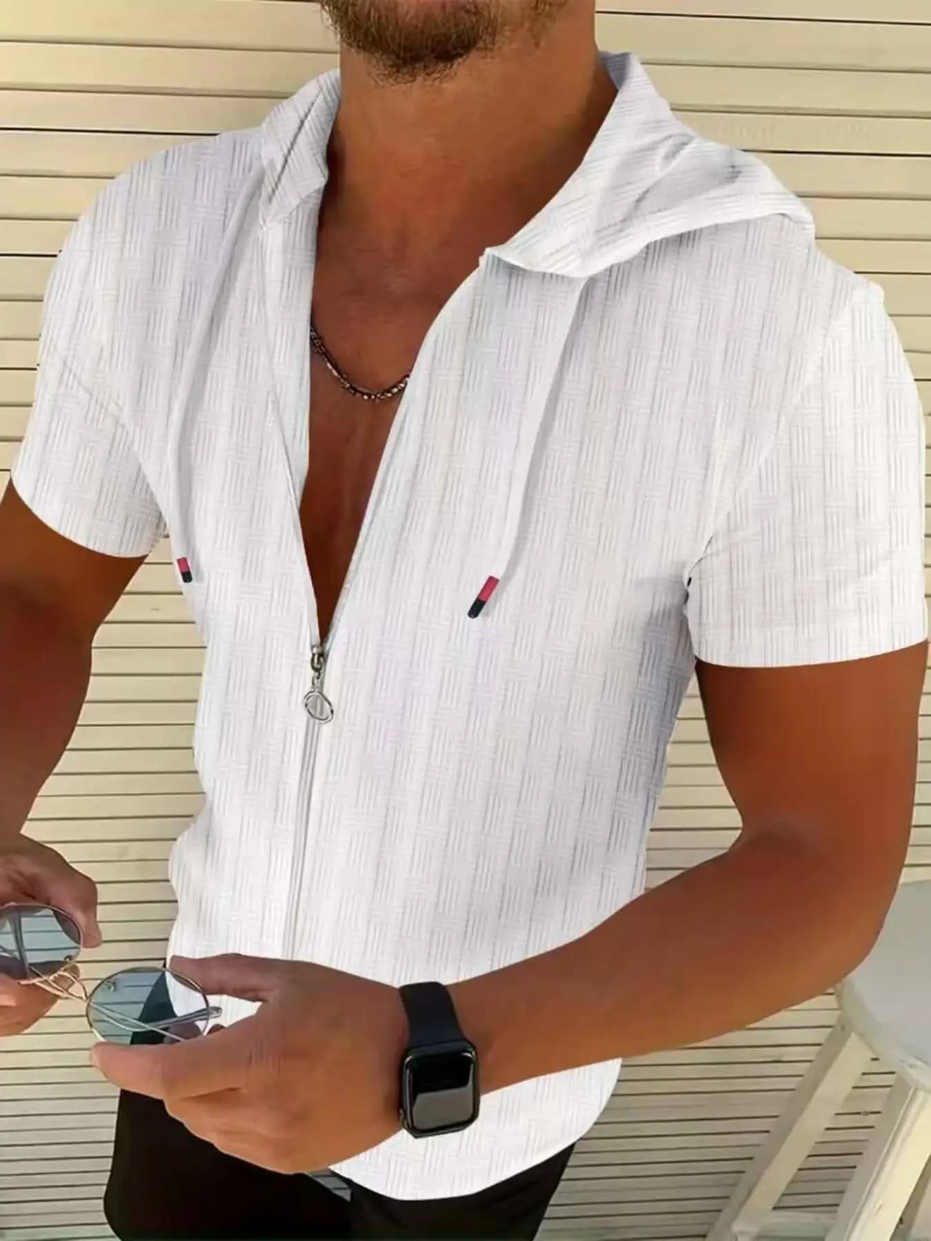 T-Shirt da Uomo Estiva Slim Fit con Cappuccio, Maglietta a Maniche Corte Leggera e Traspirante per Fitness e Sport