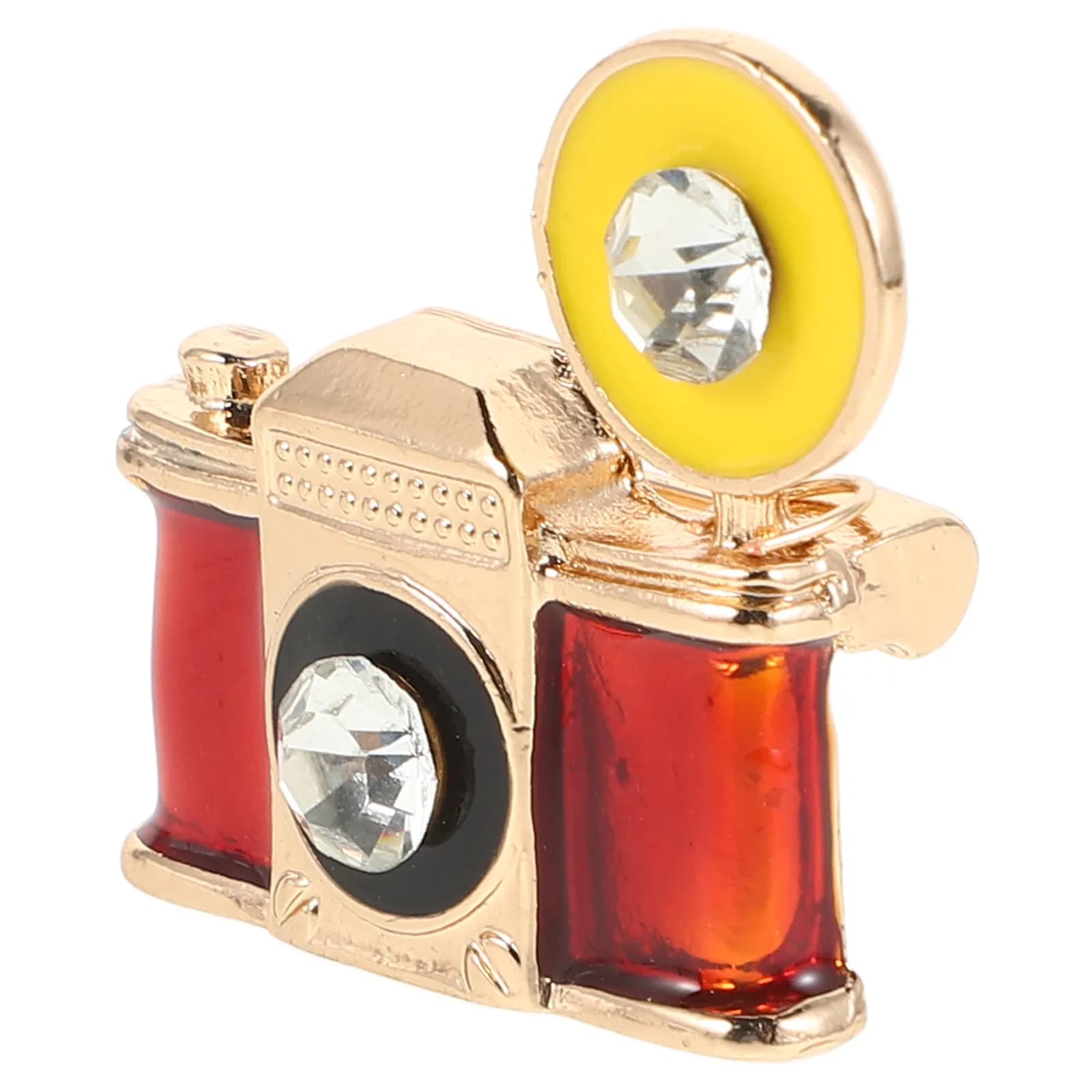 Vintage Enamel Camera Brooch with Sparkling Rhinestones for Photographers Fashion Enthusiasts Backpack Jacket Hat Scarf Sweater