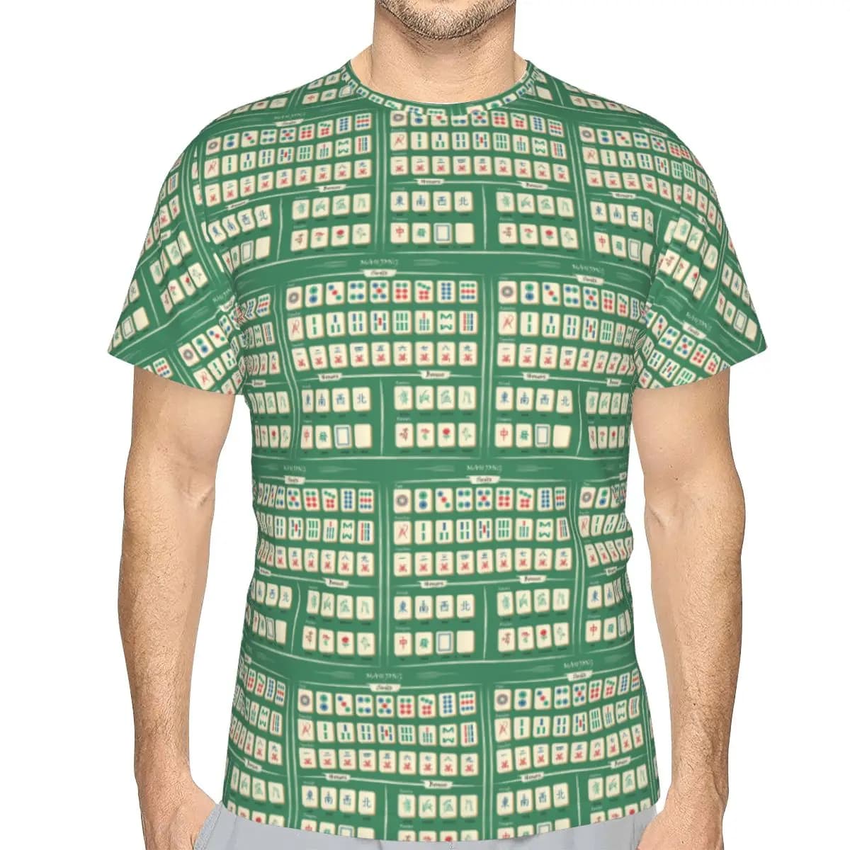 T-shirt con motivo Mahjong Tile T-shirt classica da uomo a maniche corte con collo rotondo