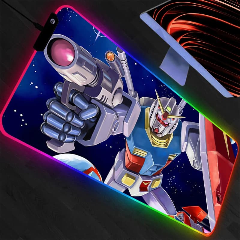 GUNDAM LED Mouse Mat with Retro Illumination, PC Gaming Accessories, Keyboard, RGB Mat from Desk, Mousepad XXL with Entertainment