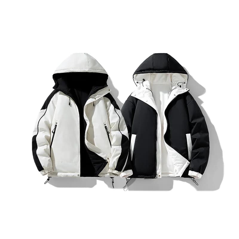Double-Sided Wear Cotton Jacket Casual Loose Fit Hong Kong Style Men's Trendy Cotton Coat Couple's Simple Design HEGR Brand