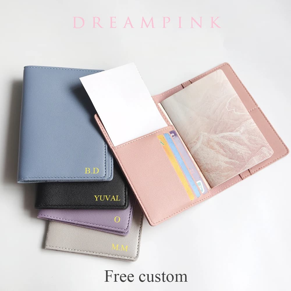 Custodia per passaporto da viaggio con lettera personalizzata Custodia per passaporto femminile di moda Organizzatore per documenti Nome personalizzato Portafoglio per biglietti da uomo regalo fai da te
