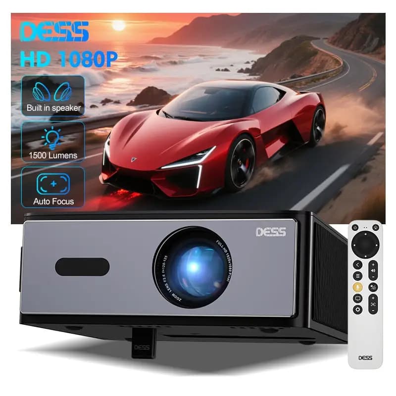 DESS C4pro 4k Videoproiettore Dual Wifi6 Bluetooth 5.0 1080P Messa a fuoco automatica Home Theater Android TV Schermo LED Proiettore portatile