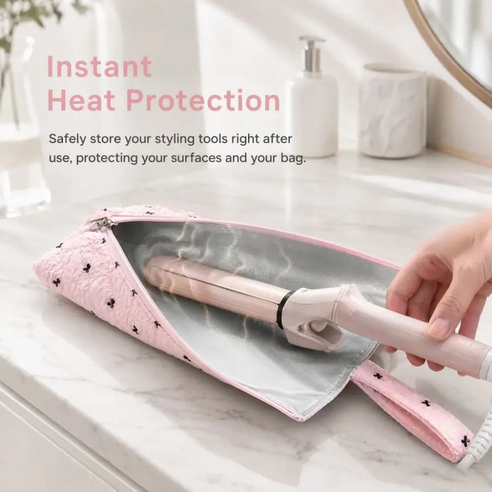 High Temperature Resistant Curling Iron Storage Bag Heat-insulating Large Capacity Electric Coil Clamp Protective Cover Bow
