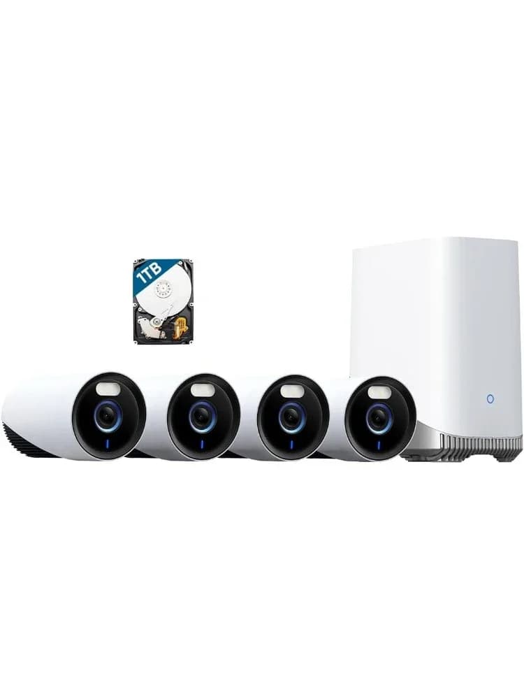 HOT eufyCam E330 (professionale) Kit 4 telecamere, sistema di telecamere di sicurezza esterna 4K, registrazione 24 ore su 24, 7 giorni su 7, plug-in, NVR Wi-Fi, disco rigido da 1 TB