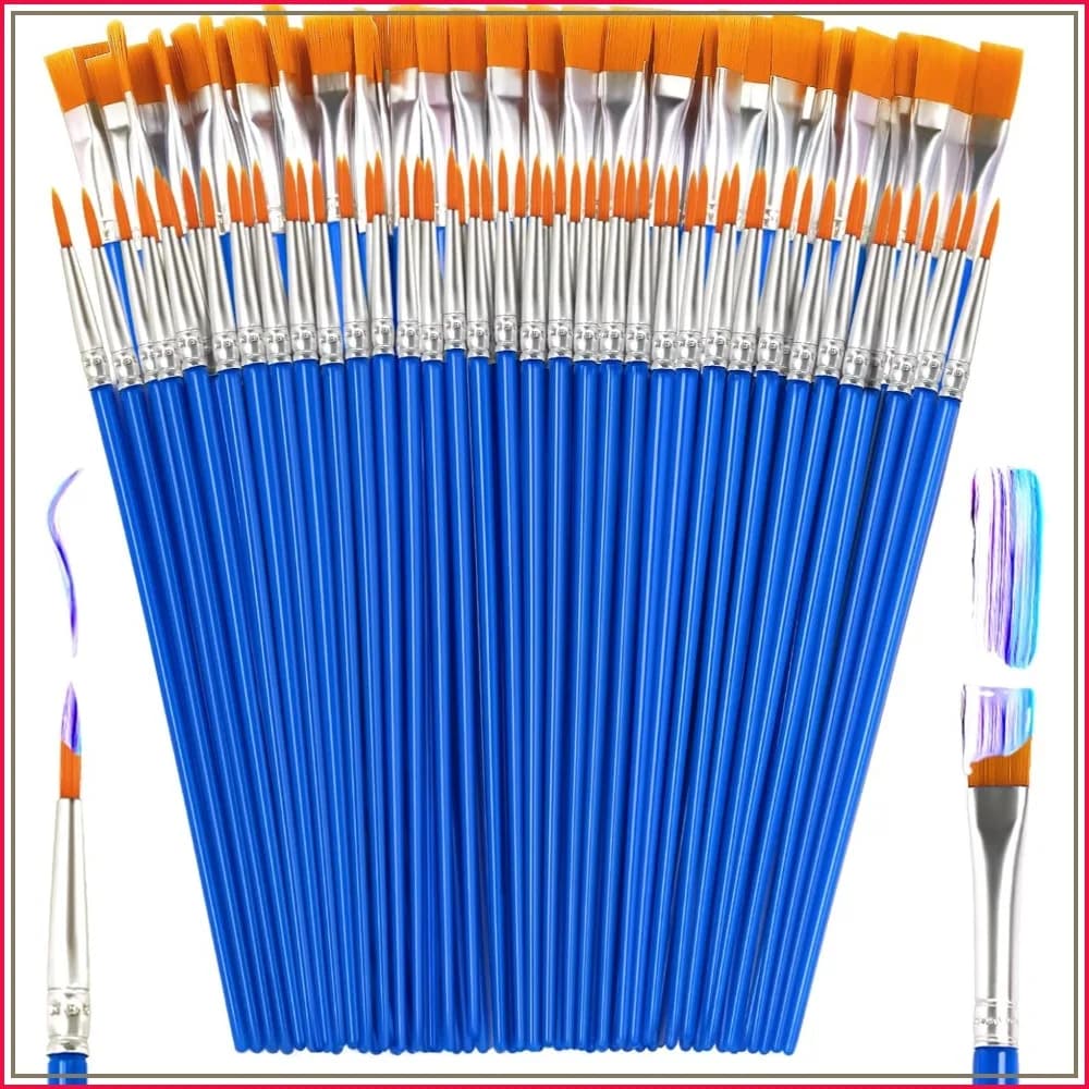 110 Pcs Small Paint Brushes Set, Flat & Round Tips for Acrylic, Watercolor, Canvas, Face Painting, Kids Classroom Supplies