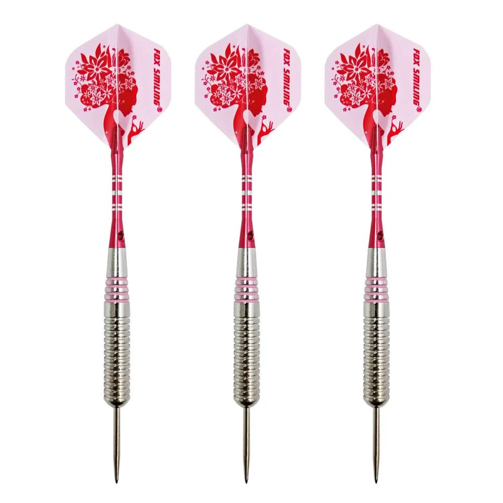 Freccette Fox sorridente 3 pezzi 24g con punta in acciaio con asta in alluminio colore rosa
