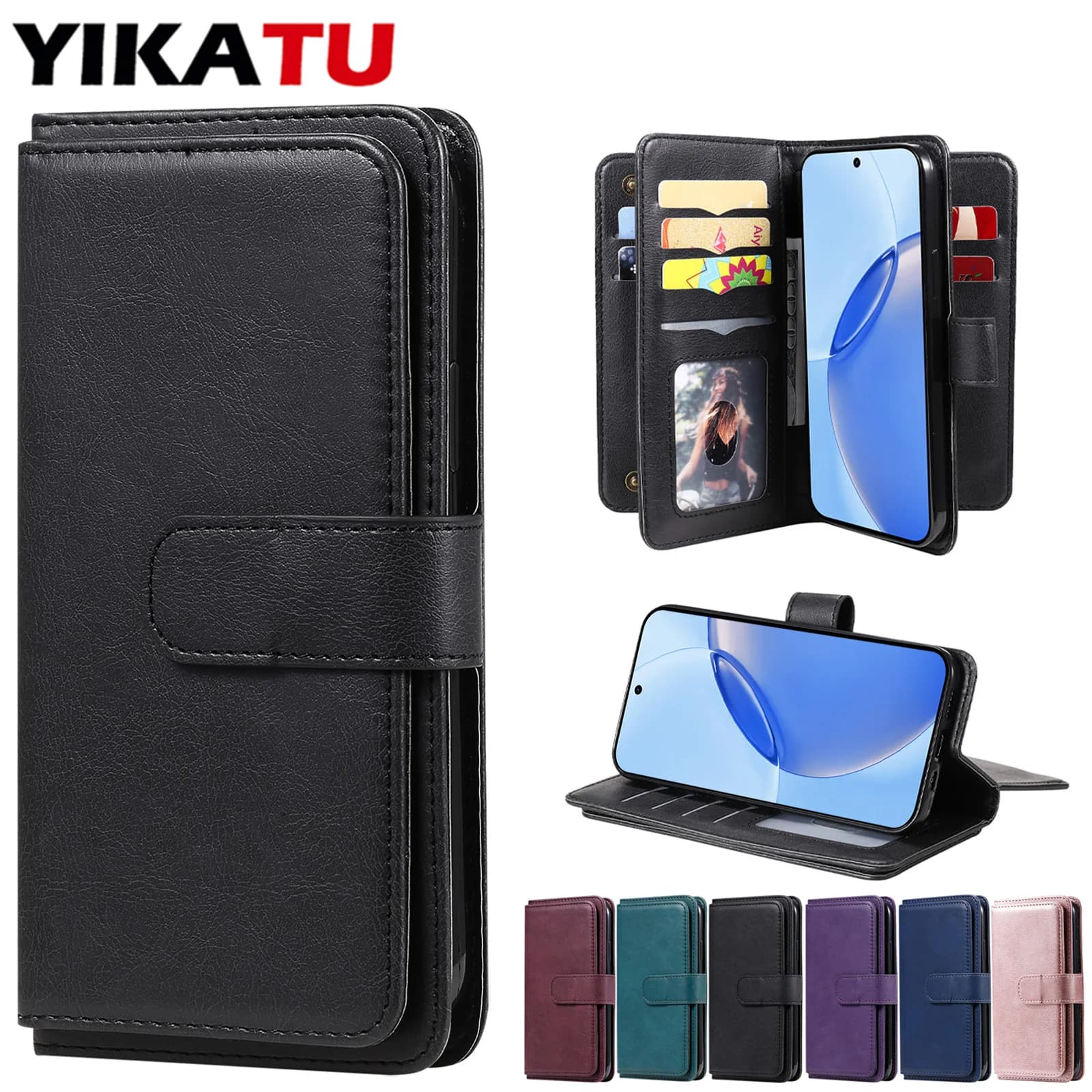 Leather Wallet Case For OPPO Realme C67 C63 C61 C33 C30 C25 C21 C20 C15 C12 C11 60 9 13 12 Pro Plus 11X 11 10 9i Flip Card Funda