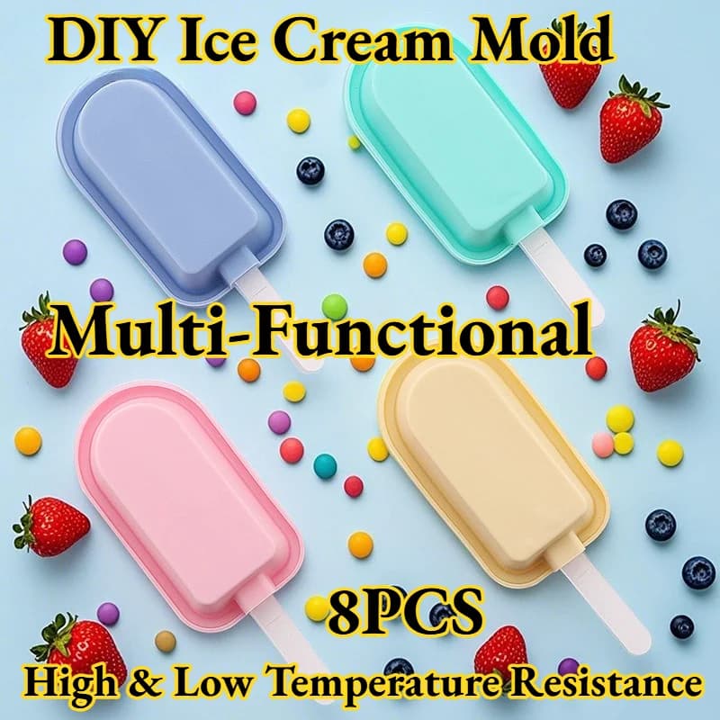 Strumenti per Gelato Fai-da-Te, Stampo in Silicone per Mini Gelati con Coperchio Lungo, Multifunzionale, Resistente alle Alte e Basse Temperature, Design Moderno e Semplice
