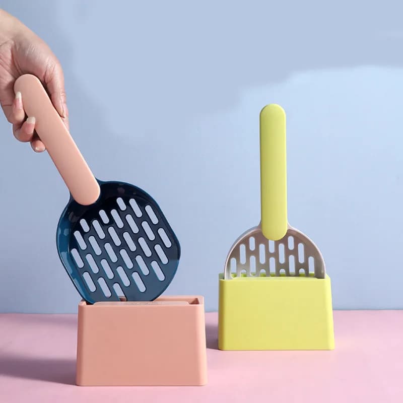 Set per lettiera per gatti a maglia fine con base | Durevole pala per setaccio per sabbia per gatti, forniture essenziali per la pulizia degli animali domestici per lettiera per gattini