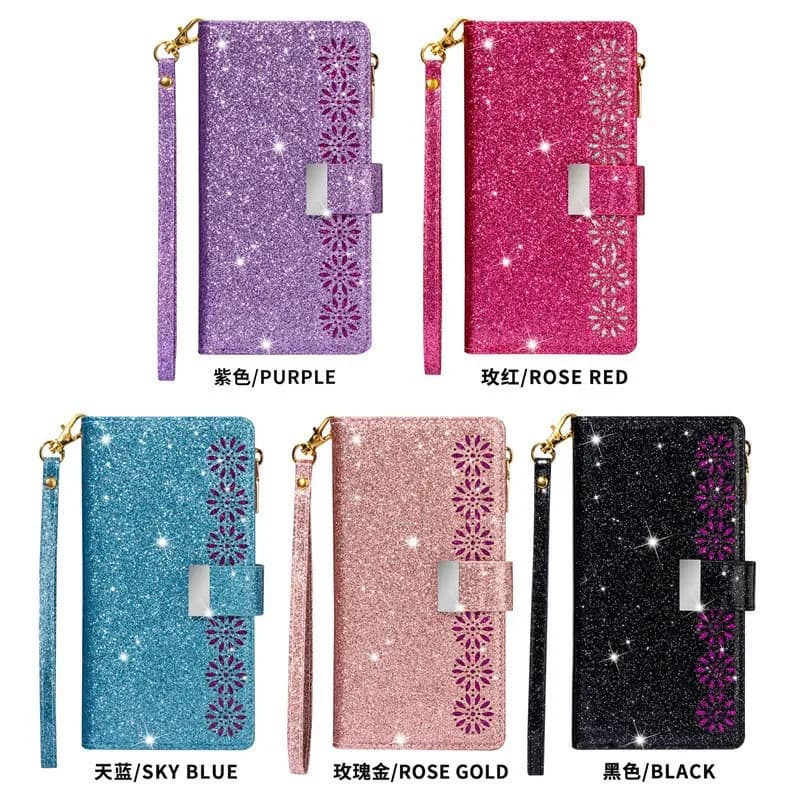 Applicable to Samsung S26Ultra multi-functional starry sky laser-engraved glitter phone case S23 card insertion protection shell