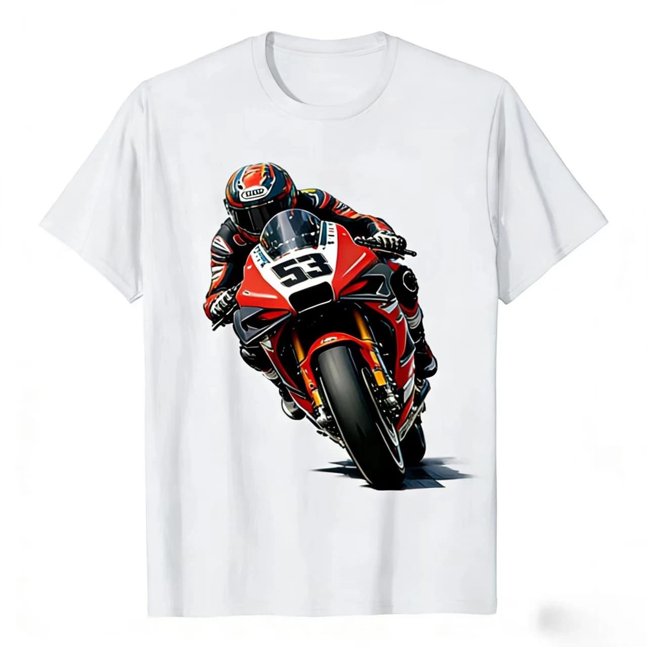 2026 Zhang Xue Motorcycle Casual Short Sleeve Cotton Tee, Retro Biker Style Printed Top for Streetwear & Daily Outfits